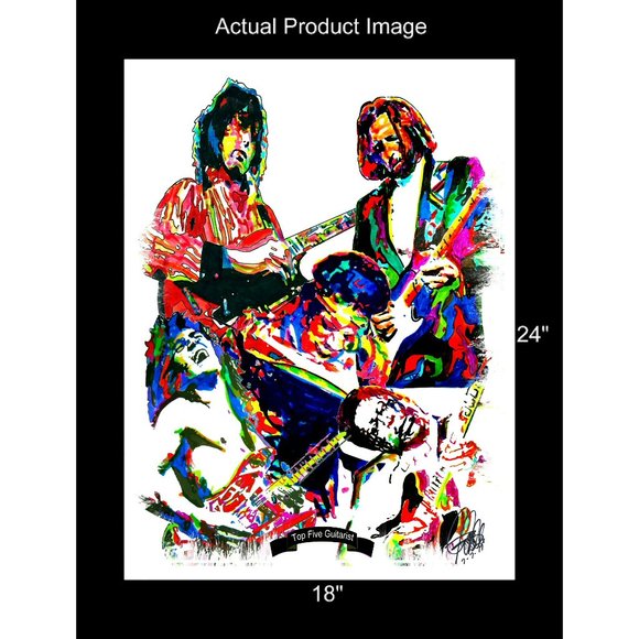 Top 5 Guitarists Page Van Halen Hendrix Clapton BB King Music Print 18x24 - Picture 2 of 5